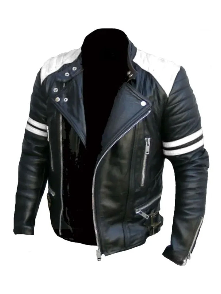 Brando Black Biker Real Leather Jacket