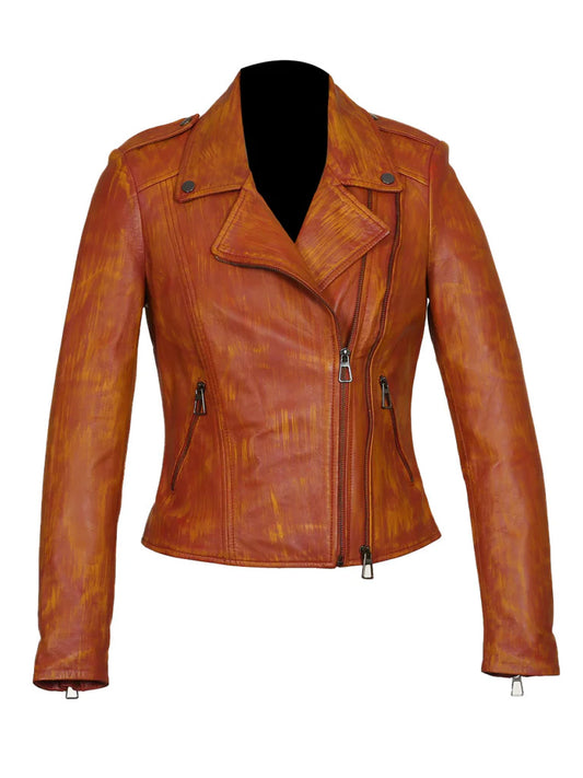 Rust Brown Biker Genuine Leather Jacket