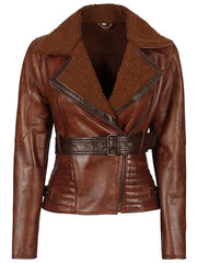 Brown Sherpa Leather Jacket