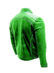 Green Cafe Racer Biker Genuine Leather Jacket