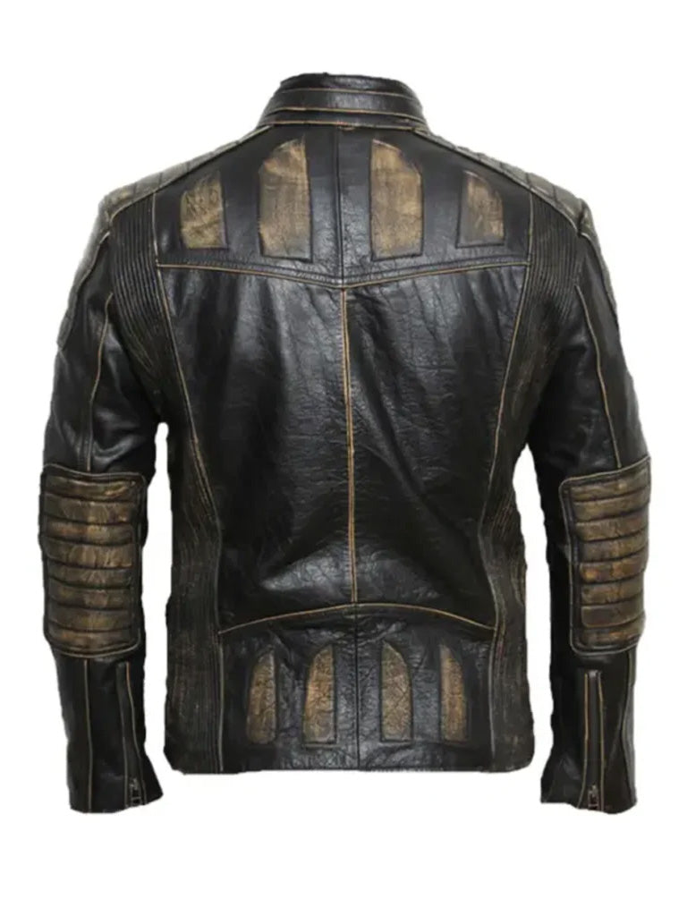 Vintage Black Cow Hide Biker Leather Jacket