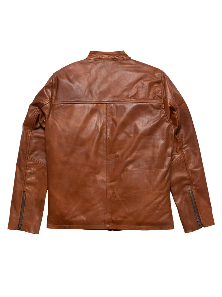 Tan Brown Biker Shirt Style Leather Jacket