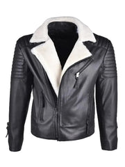 Shearling Black Jacket With White Fur