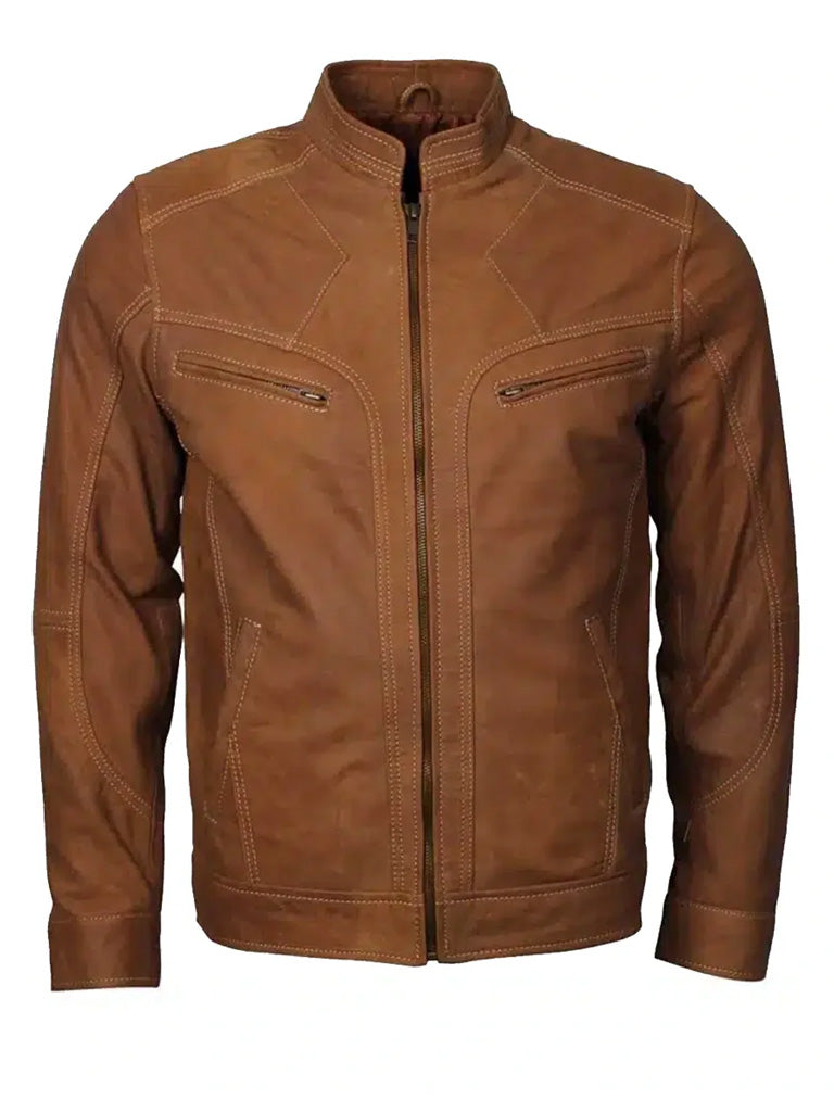 Tan Suede Biker Leather Jacket