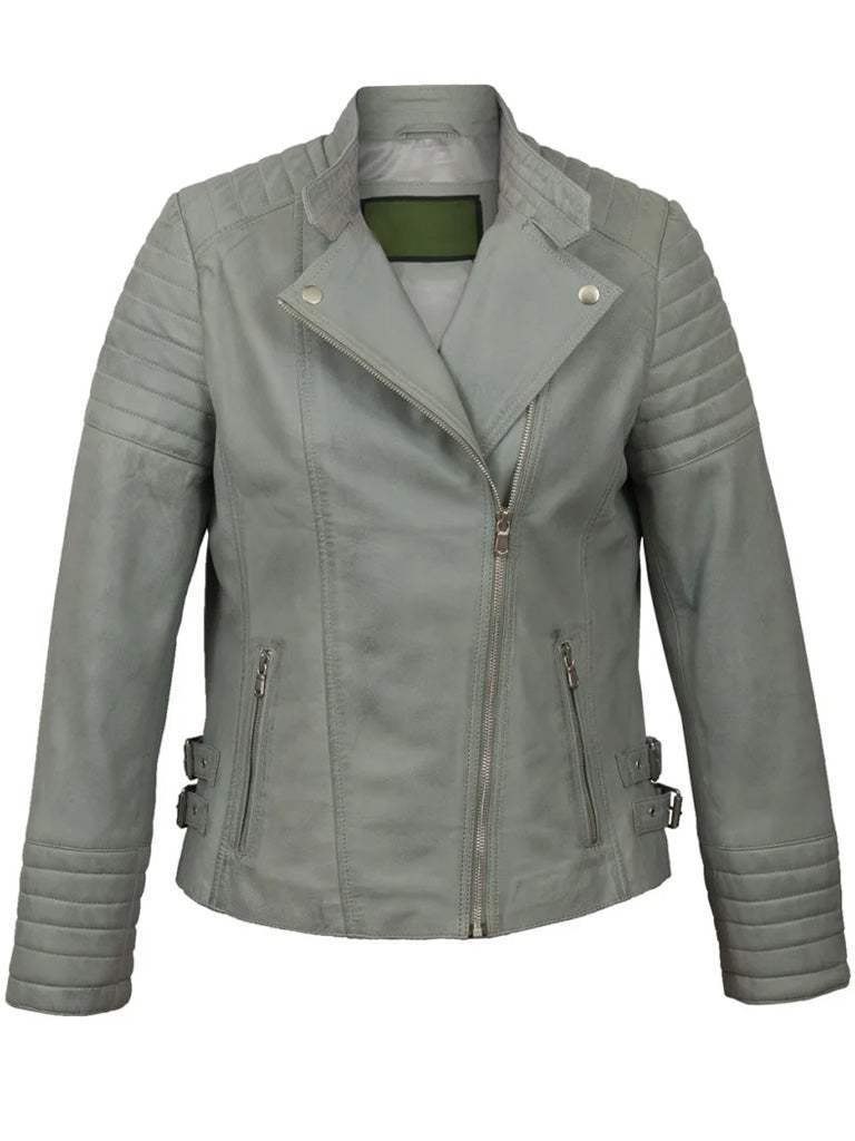 Grey Biker Leather Jackets