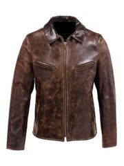 Distressed Brown Leather Jacket