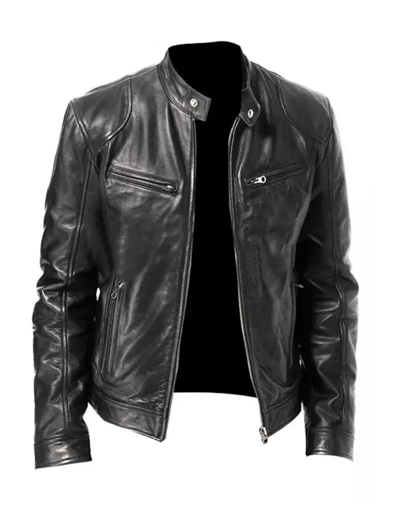 Vintage Cafe Racer Black Retro Biker Genuine Leather Jacket