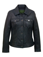 Black Trucker Biker Leather Jacket