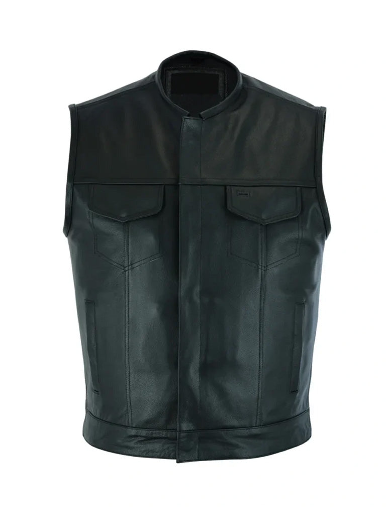 Soft Black Biker Genuine Leather Vest