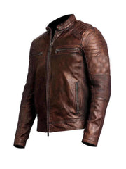 Vintage Biker Motorcycle Brown Cafe Racer Leather Jacket