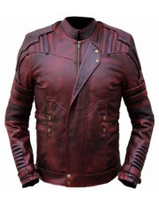 Red Distressed Biker Slim fit Leather Jacket