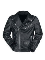 Black Biker Valve Leather jacket