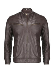 Dark Brown Biker Genuine Leather Jacket