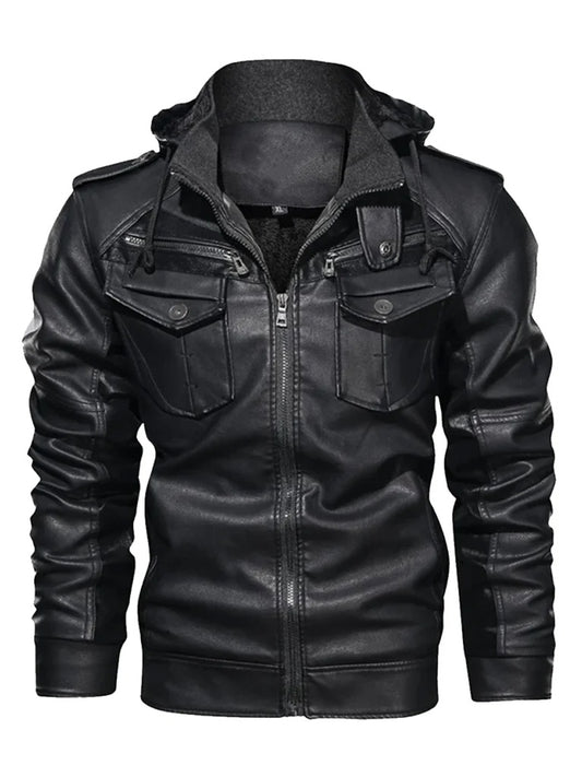 Black Trucker Biker Genuine Leather Jacket