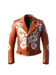 Women's Orange Luxuria Biker Leather Jacket