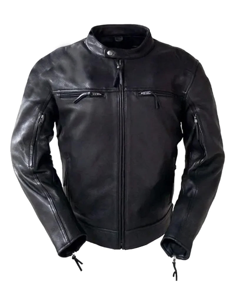 Cafe Racer Black Biker Style Genuine Leather Jacket