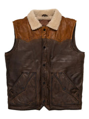 Brown Sherpa Leather Vest