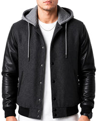 Men's Letterman Varsity Jacket with Hood