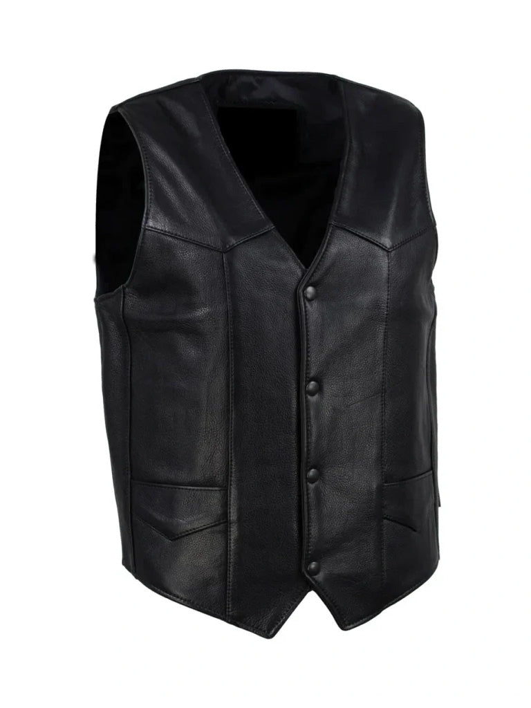 Black Premium Lining Style Real Leather Vest