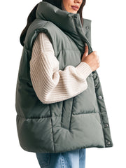 Women's Olive Green Puffer Vest