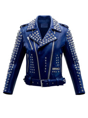 Women's Spiked Studded Leather Brando Jacket