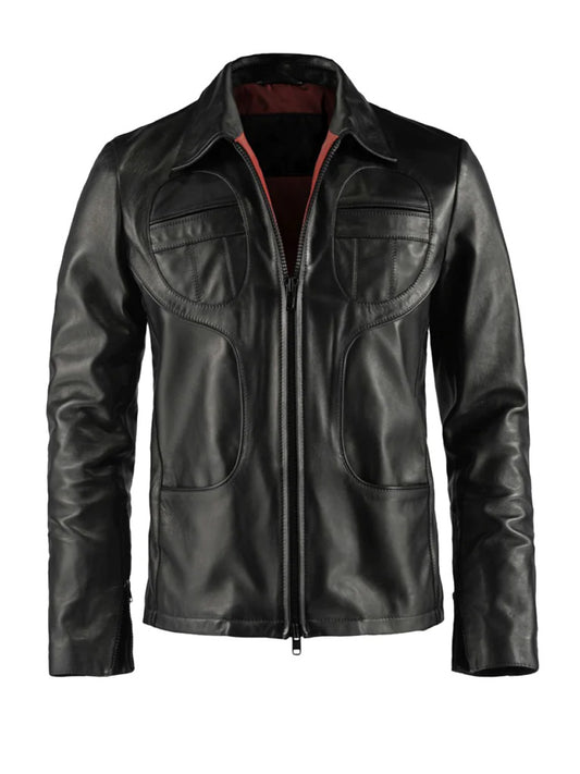 Black Shirt Style Leather Jacket