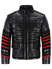 Black Militry Style Real Leather Jacket