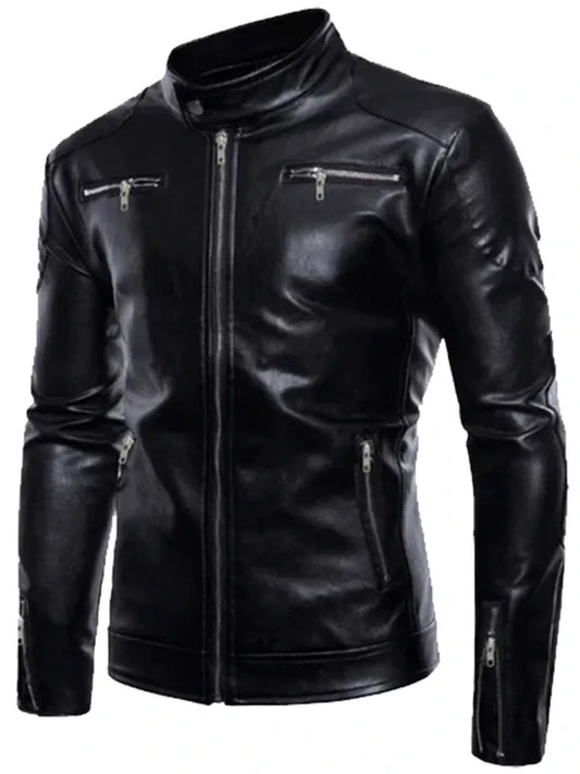 Black Genuine Leather Biker Jacket