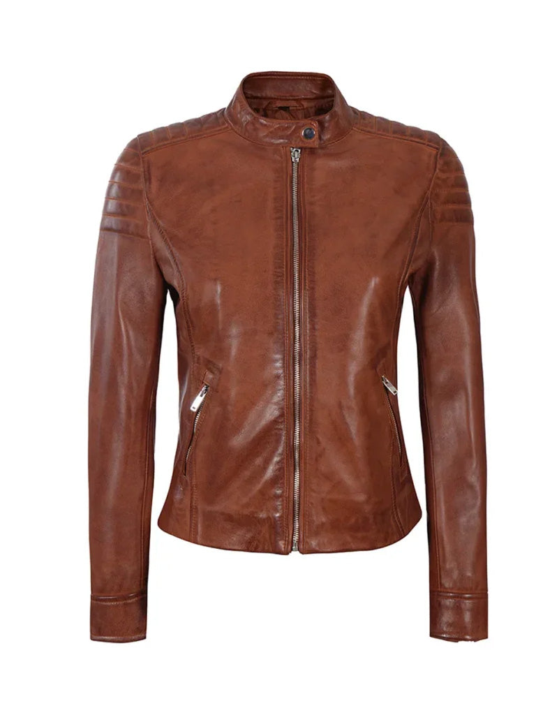 Cognac Brown Leather Jacket