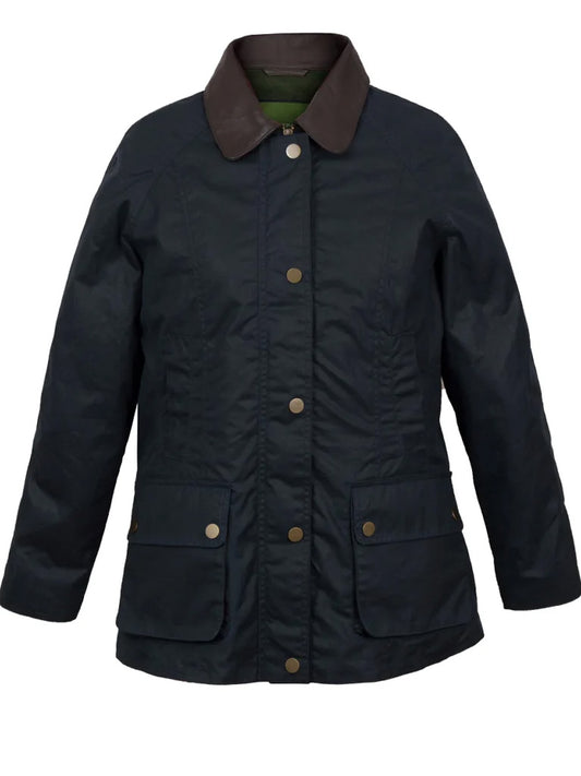 Blue Genuine Leather Long Coat