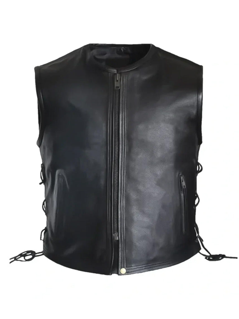 Black Biker Leather Vest