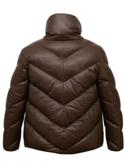 Brown Padded Style Leather Coat