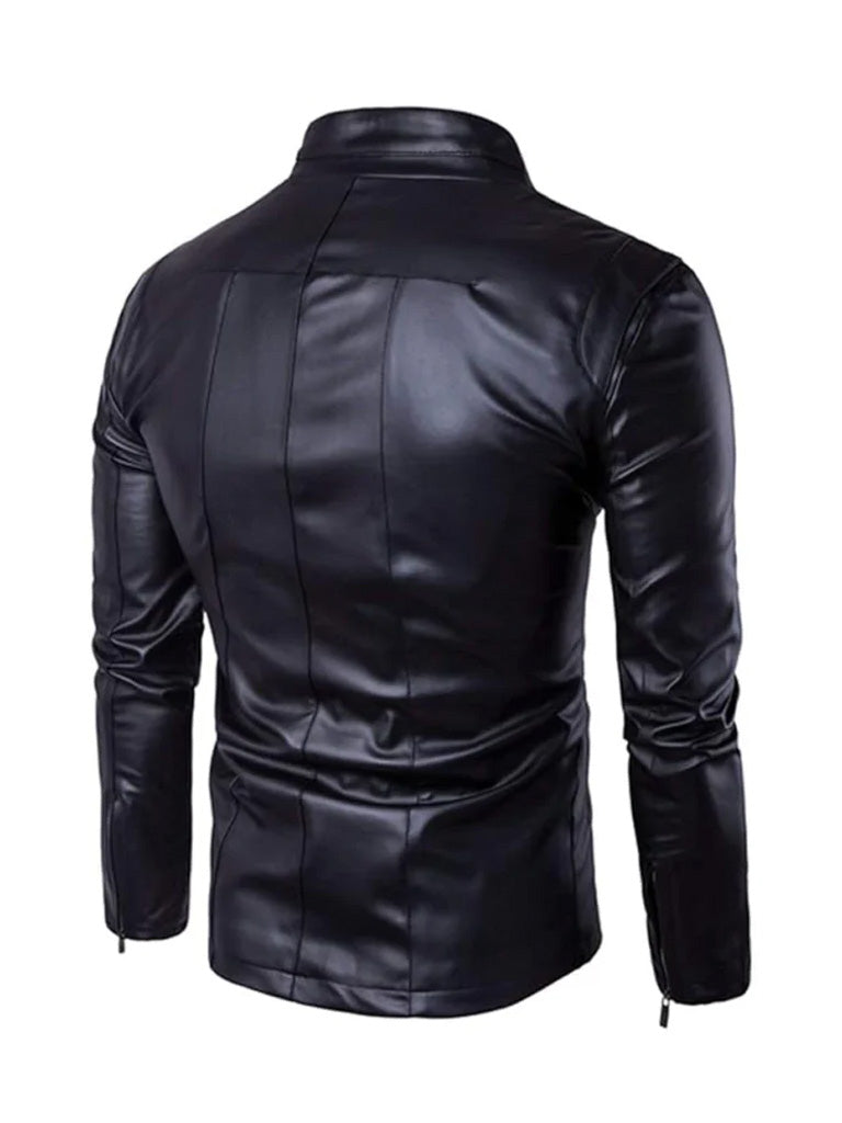 Bold Lined Black Leather Jacket