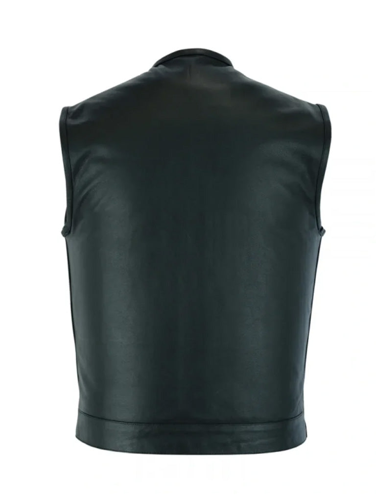 Soft Black Biker Genuine Leather Vest