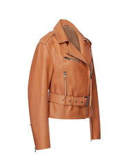 Tan Brown Biker Leather Jacket