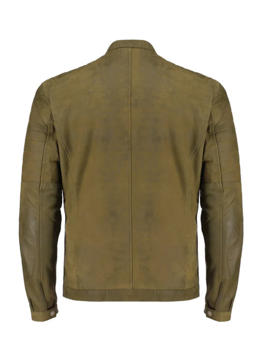 Green Biker Genuine Leather Jacket