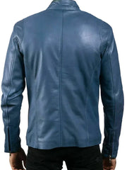 Blue Simple Leather Jacket