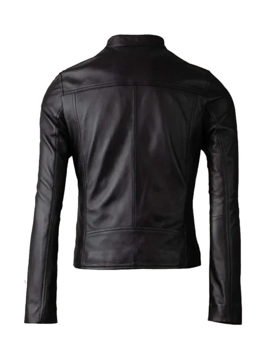Black Casual Style Biker Leather Jacket