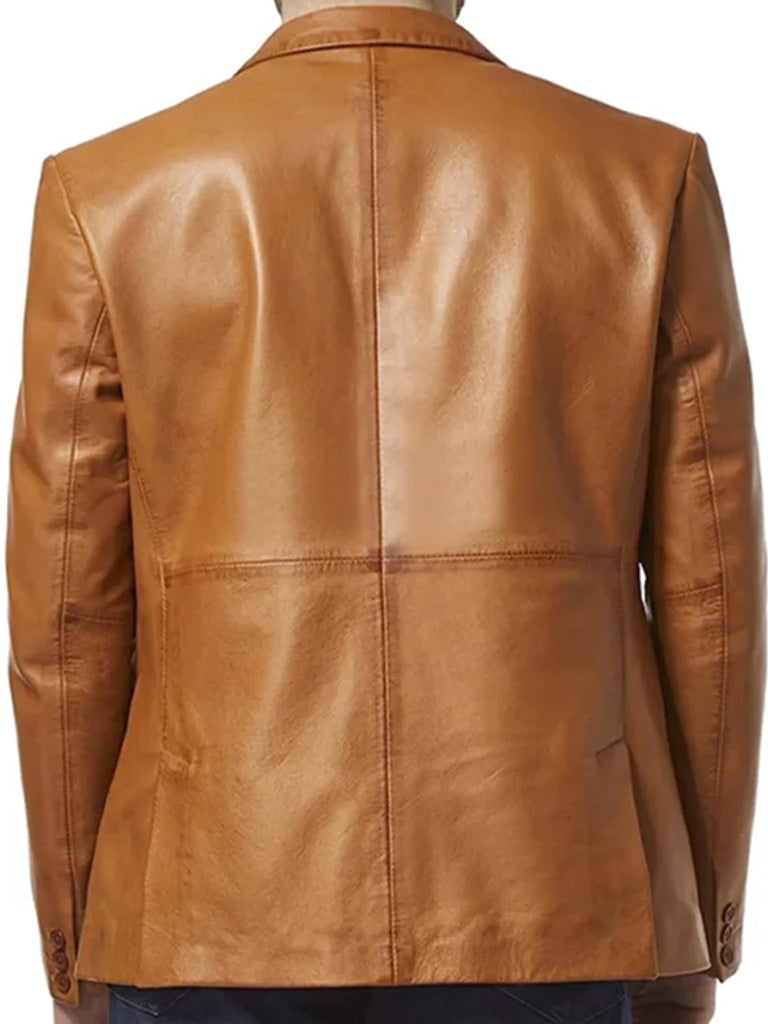 Tan Lambskin Leather Blazer Men