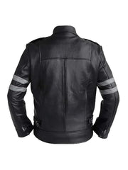 Retro Black Stripe Leather Jacket