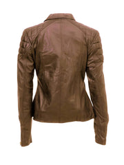 Brown Quilted Biker Leather Jacket