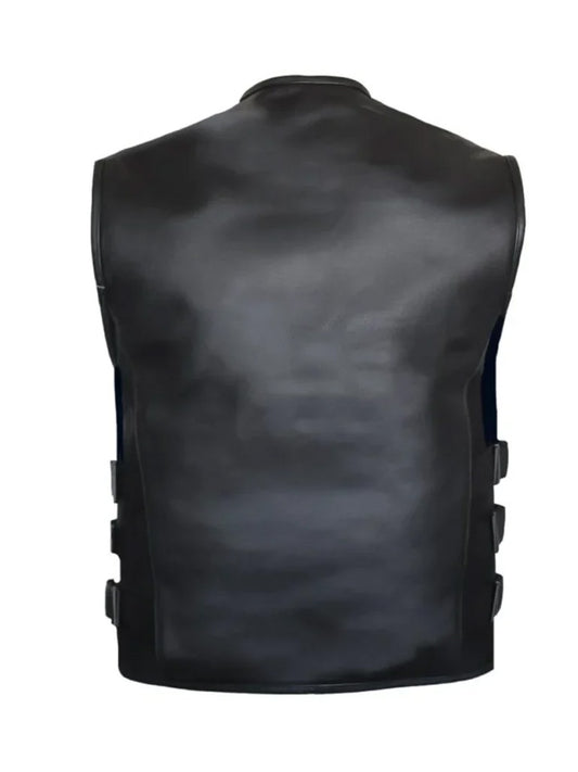 Black Lambskin Genuine Leather Vest