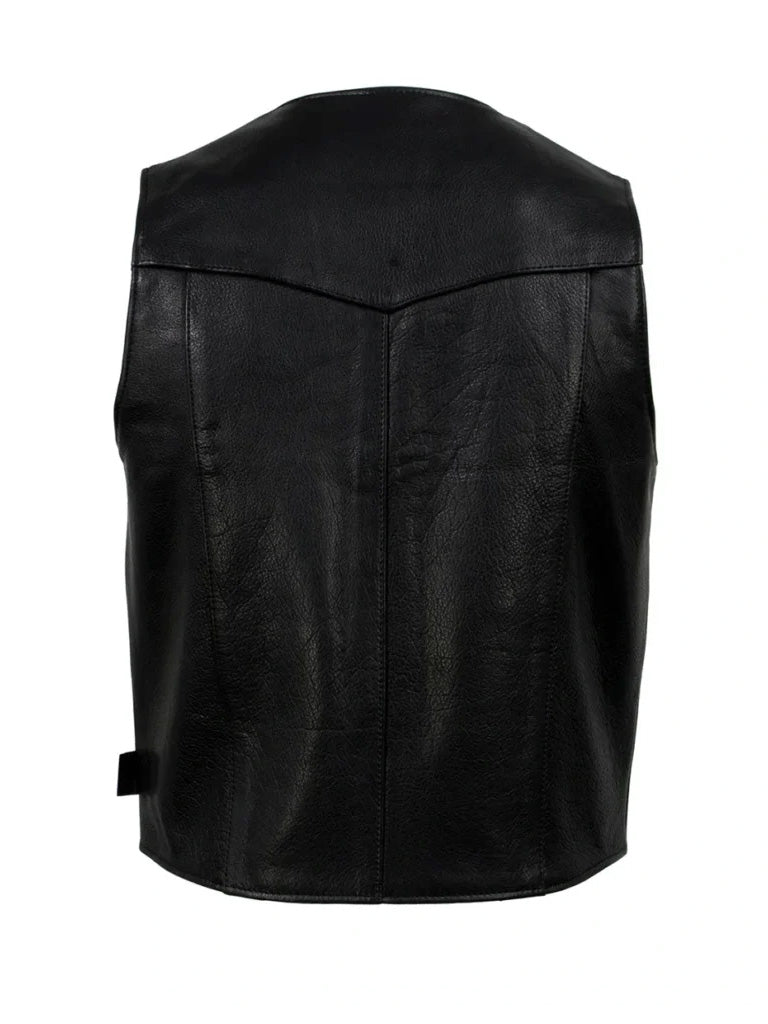 Black Premium Lining Style Real Leather Vest