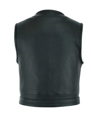 Black Biker Style Genuine Leather Vest