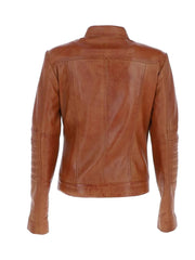 Stand Collar Genuine Leather Jacket