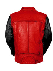 Red Vintage Biker Motorcycle Cafe Racer Leather Jacket