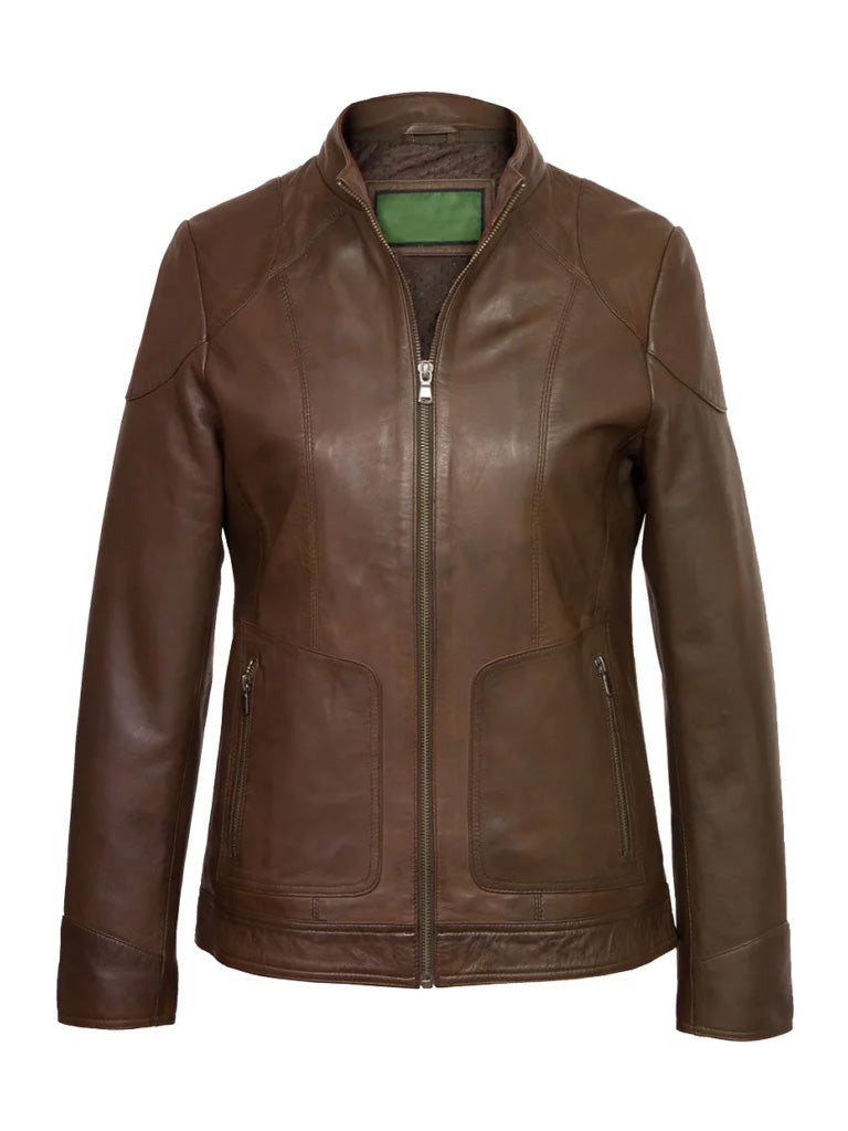 Brown Hooded Leather Jacket