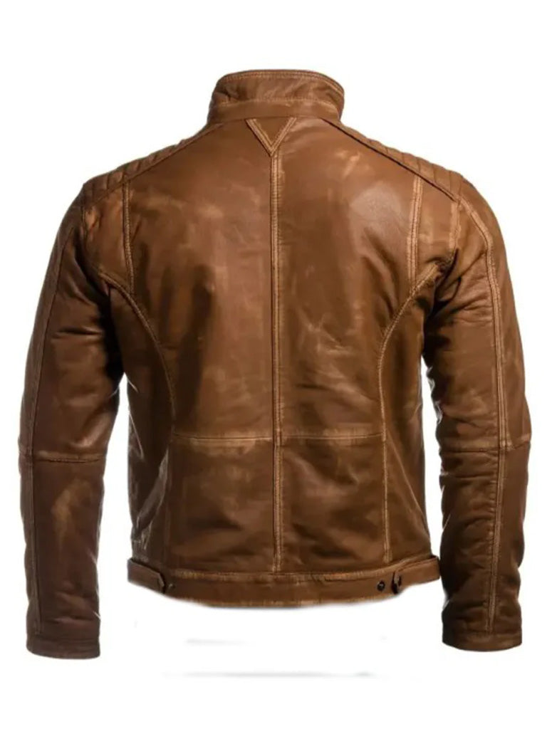 Tan Brown Vintage Biker Leather Jacket