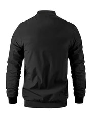 Black Rib Knitted Bomber Varsity Jacket