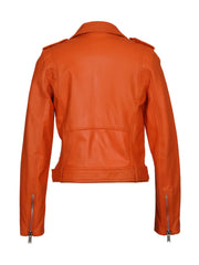 Orange Biker Genuine Leather Jacket